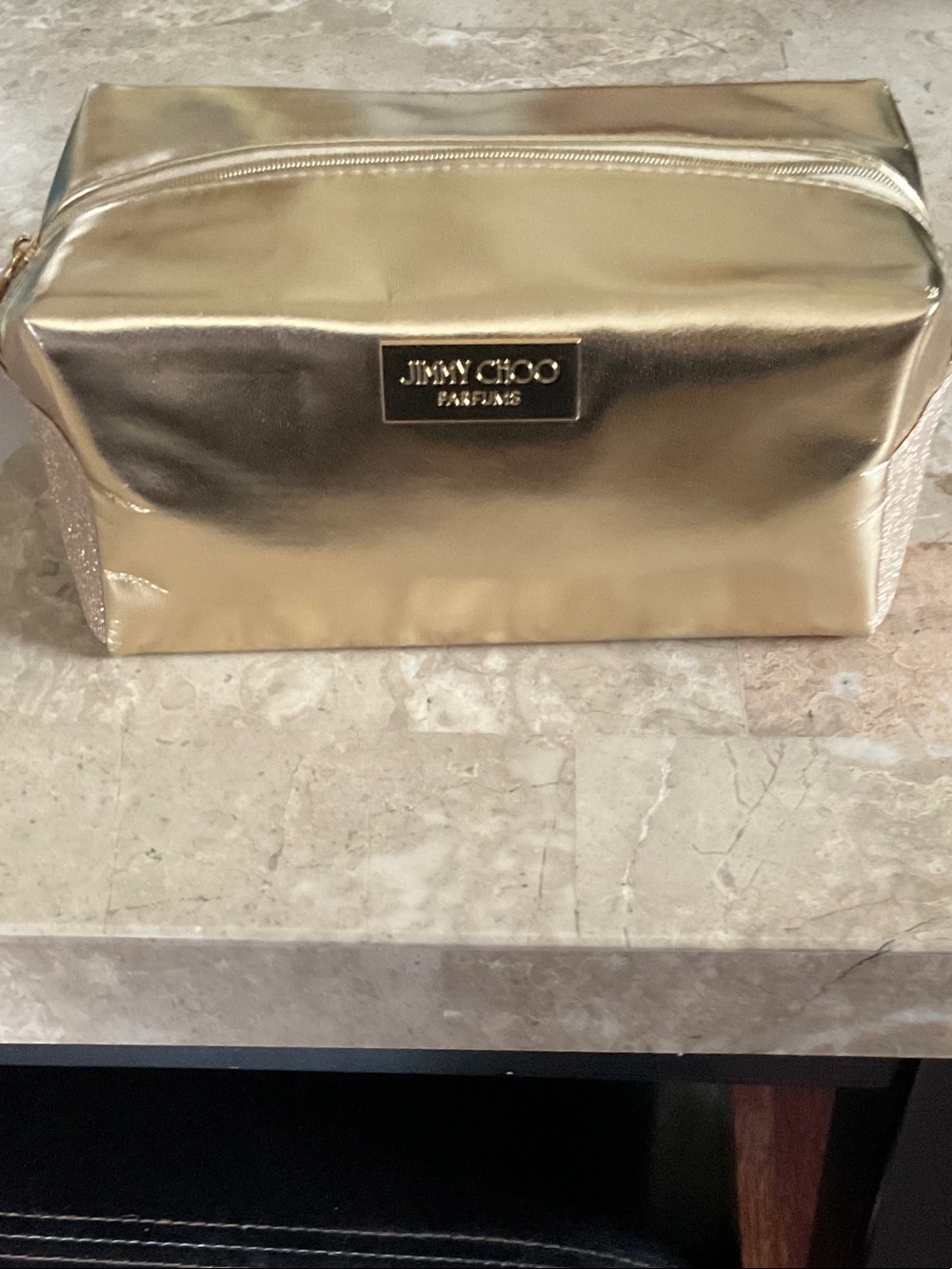 Jimmy Choo Metallic Gold Travel Pouch